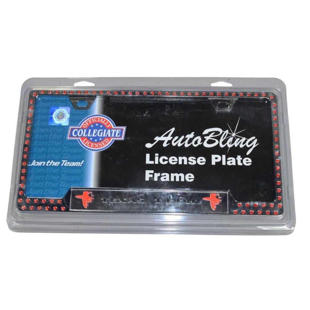 NCAA Texas Tech Red Raiders Logo Bling Jeweled License Plate Frame Car Truck